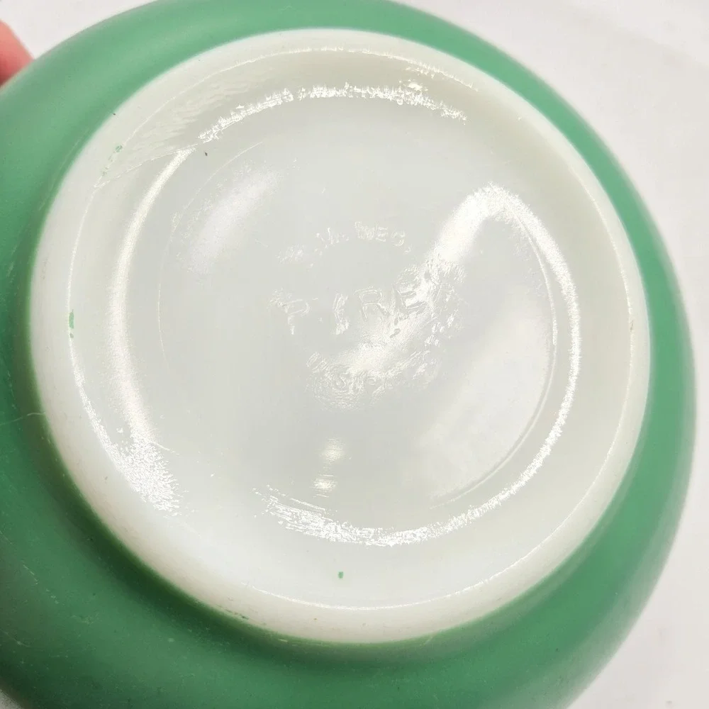 Vintage Pyrex U.S. PAT. OFF Green Mixing Bowl Rare 1940s Primary Medium Bowl